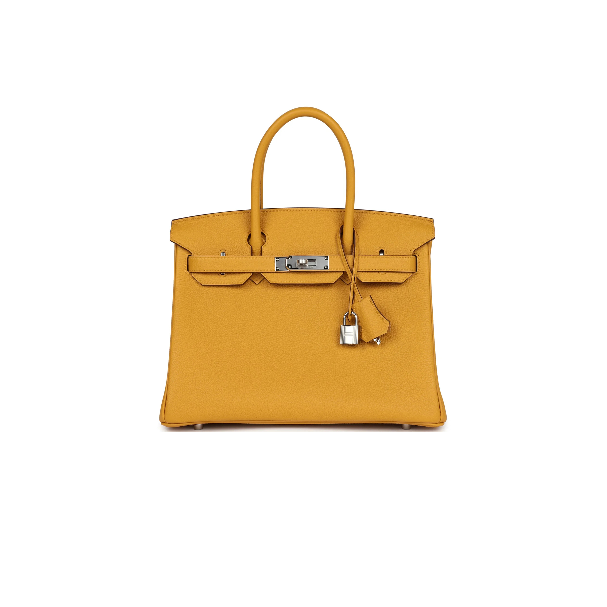 HERMÈS BIRKIN 30 JAUNE AMBRE TOGO PALLADIUM HARDWARE 265381 (30*22*16cm)